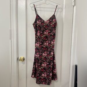 Forever 21 Rose Floral Print Satin Dress